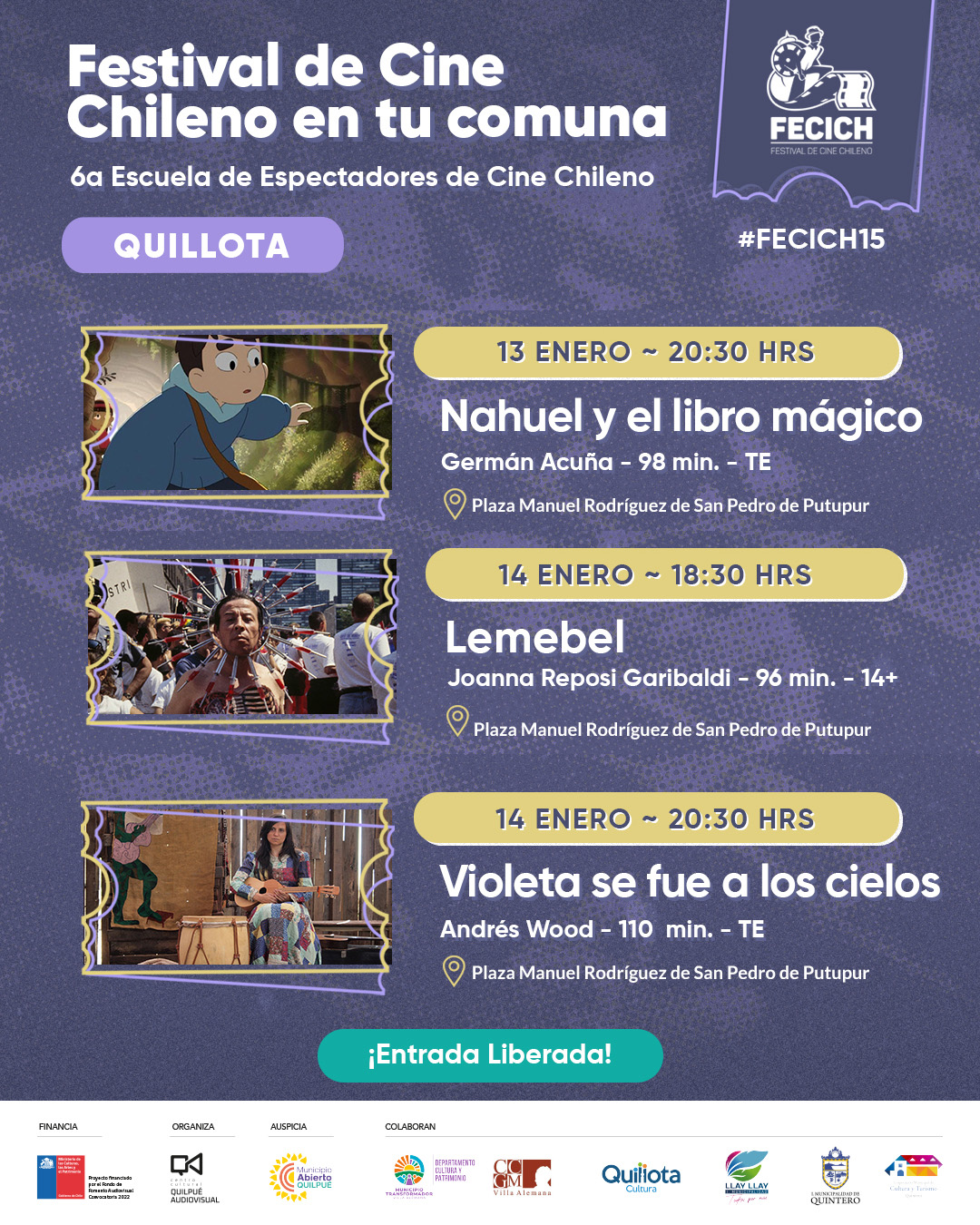 El Festival de Cine Chileno FECICH llega a Quillota celebrando sus 15 años