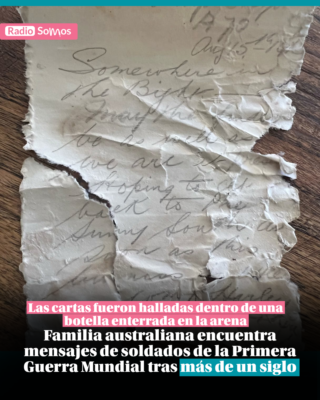 Familia australiana encuentra mensajes de soldados de la Primera Guerra Mundial tras más de un siglo