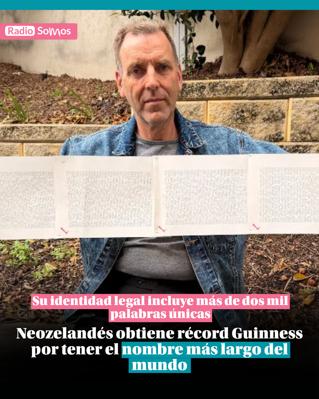 Neozelandés obtiene récord Guinness por tener el nombre más largo del mundo